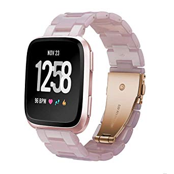 Ayeger Watch Band Compatible with Fitbit Versa/Fitbit Blaze Watch, Fashion Resin Wristbands Women Men Replacement Bracelet Metal Stainless Steel Buckle(Pink)