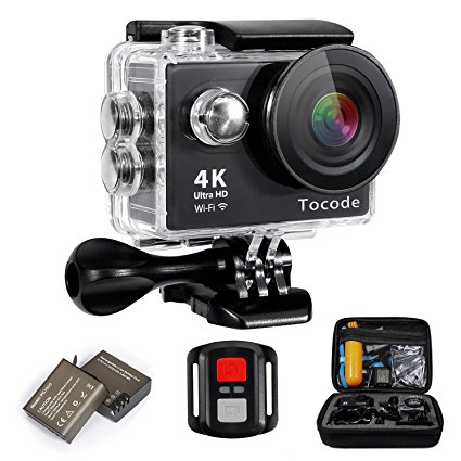 Tocode H9R 4K Sports Action Camera, Full HD Wifi Waterproof DV Camcorde with 4K25/ 1080P60/ 720P120fps Video, 12MP 170 Degree Wide Angle 2 inch LCD Screen/2.4G Remote Control