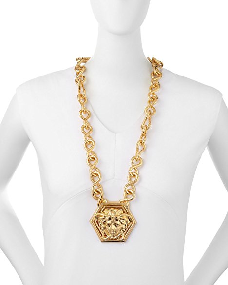 Versace By Haas Brothers Large Medusa Head Pendant Necklace, One Size, Gold