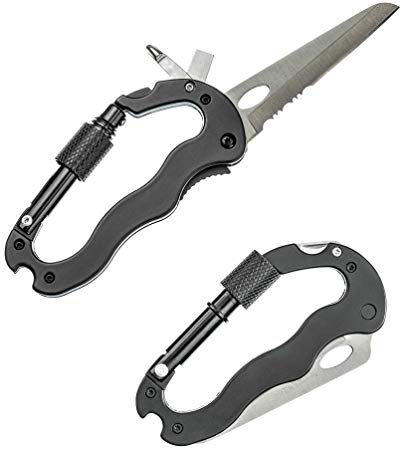 SE KC-RX881-2 4-in-1 Locking Carabiner Knives (2-Pack)