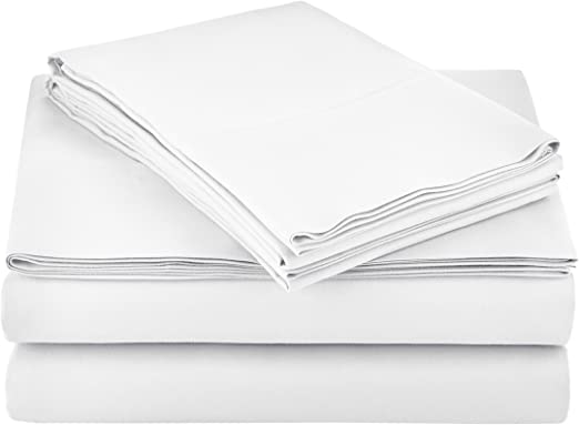 AmazonBasics Light-Weight Microfiber Sheet Set - Full, Bright White, 4-Pack