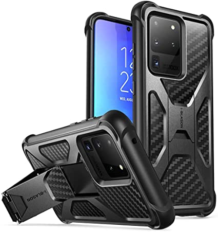 i-Blason Transformer Series Designed for Samsung Galaxy S20 Ultra 5G Case (2020), Dual Layer Rugged Bumper Case with Built-in Kickstand (Black)