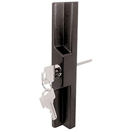 Slide-Co 141860 Sliding Door Outside Pull with Key, Black/Diecast, Fits 7 Different Hole Center Spacings
