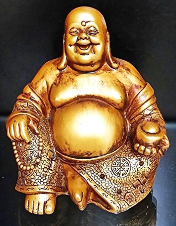 A Golden Happy Buddha (Laughing Buddha) Feng Shui for Money and Wealths