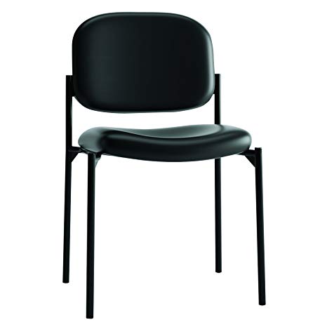 HON Scatter Guest Chair - Leather Stacking Chair Office Furniture, Black (HVL606)