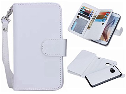 LG G3 2 in 1 Wallet Case，Hynice Folio Flip PU Leather Case Magnetic Detachable Slim Back Cover Card Holder Slot Wrist Strap wallet for LG G3. (white)