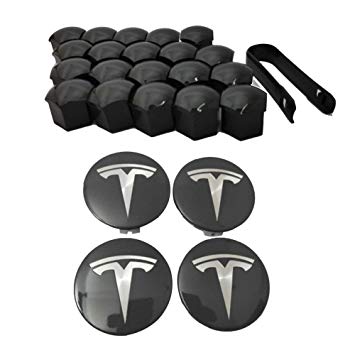 Hub Cover Kit, Aero Wheel Cap Kit for Tesla Model 3, Model S & Model X - 4 Hub Center Cap   20 Lug Nut Cover
