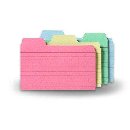 Find-It Tabbed Index Cards, 3 x 5 Inches, Assorted Colors, 48-Pack (FT07216)