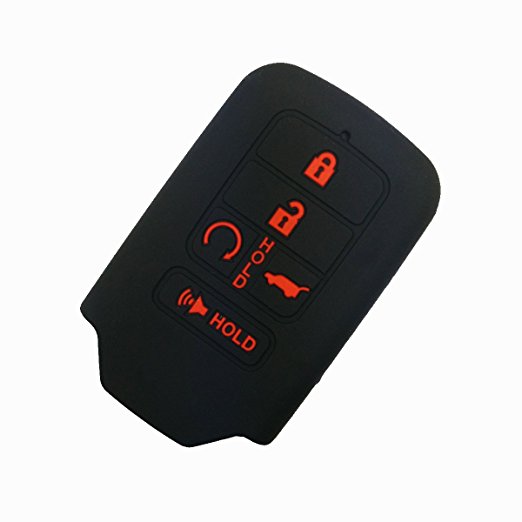 Coolbestda Silicone Key Fob Cover Case Skin Jacket for Honda CIVIC ACCORD PILOT 5 Buttons Smart Key Black