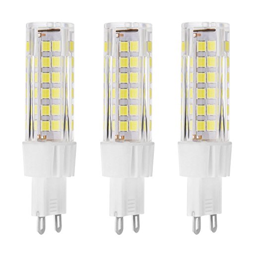 Rayhoo 3pcs Set G9 75-SMD 2835 LED Light Bulb Lamps 7 Watt AC 110V Non-dimmable Equivalent to 60W Halogen Track Bulb LED Bulbs Ceramic Lamps,500 Lumens, 6000K, White