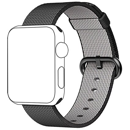 Inteny Smart Watch Band Series 1 Series 2,Woven Nylon Replacement Wrist Band Bracelet Strap with Classic Buckle for iwatch,42mm,Black