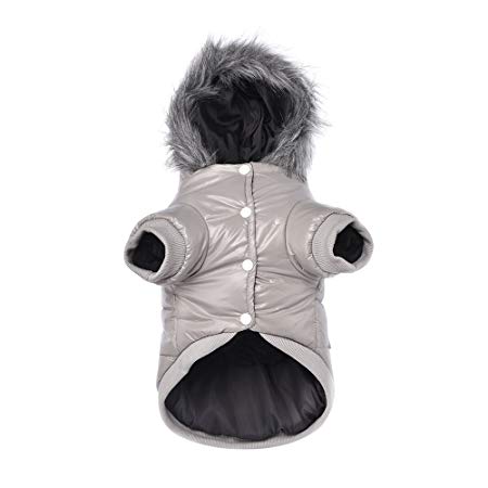Namsan Pet Puppy Dog Clothes Waterproof and Windproof Hoodie Winter Warm Apparel Coat Outwear -Gray -Extra Large