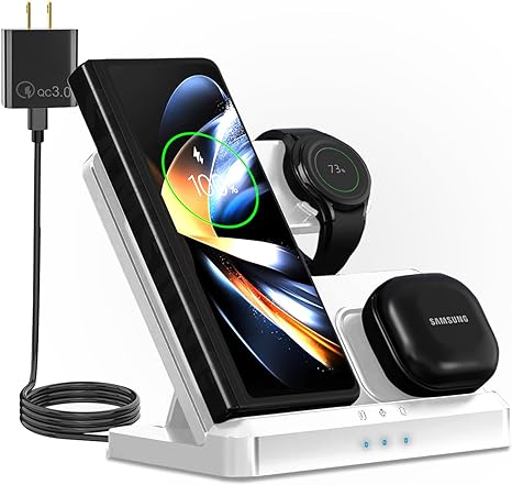 Wireless Charger for Samsung, 3 in 1 Wireless Charging Station Compatible for Samsung Galaxy S23 Ultra S23 S22 S21 Z Fold5/4 Z Flip5/4 Galaxy Watch 6 Classic 5pro/4/3