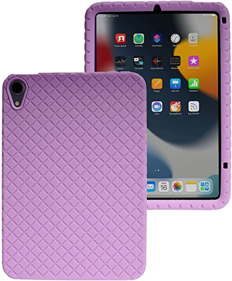 Veamor iPad Mini 6 2021 Silicone Back Case Cover, Anti Slip Flexible Rubber Protective Skin Soft Gel Bumper for Apple iPad Mini 6th Generation 8.3 Inch, Kids Friendly/Ultra Slim/Shockproof (Purple)