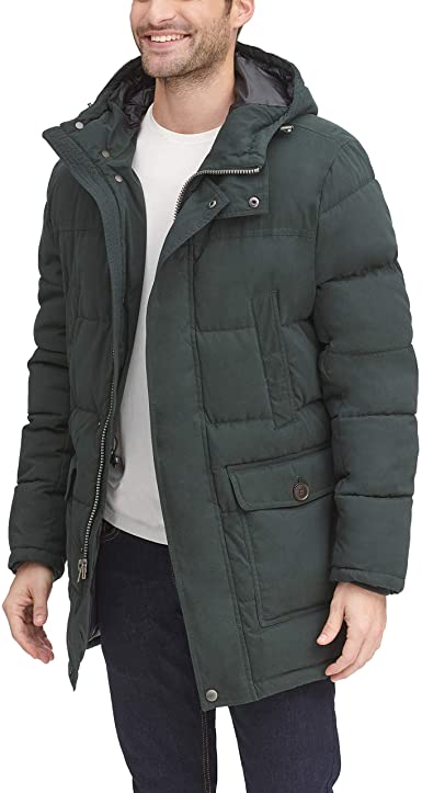 Dockers Men's Microtwill Long Hooded Parka