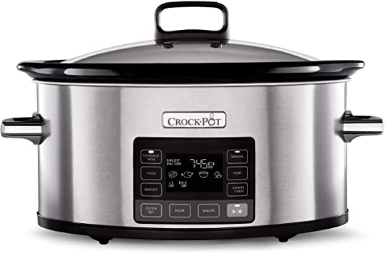 Crock-Pot TimeSelect Digital Slow Cooker | Programmable Digital Display | 5.6 L (7  People) | Keep Warm Function | Stainless Steel [CSC066]