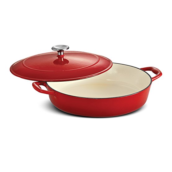 Tramontina Enameled Cast Iron Covered Braiser, 4-Quart, Gradated Red