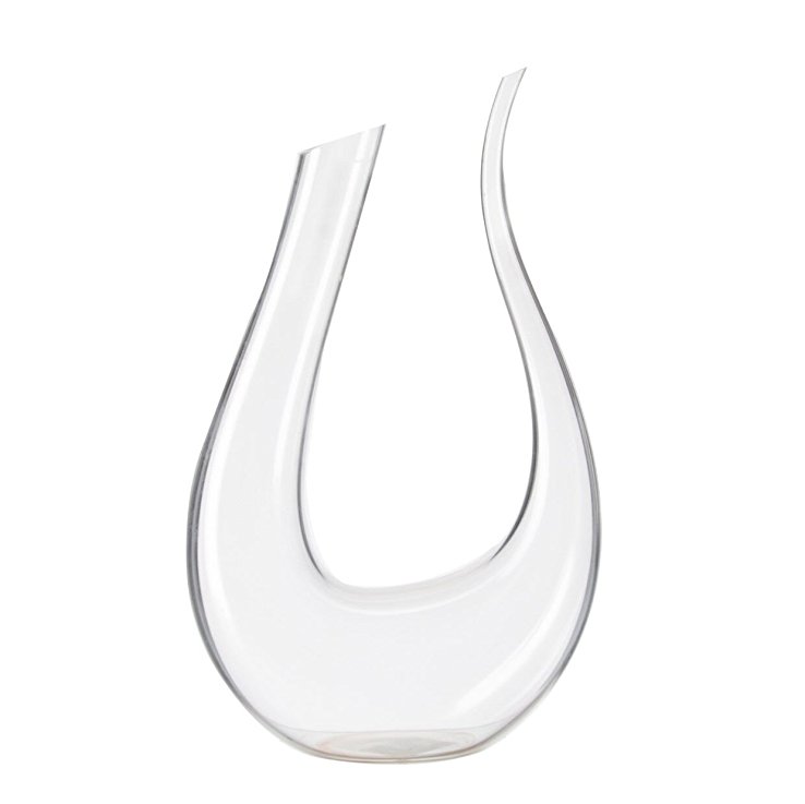 Wine Decanters 650ML Horn U Shape 100% Handmade Mouth-blown Wine Aerator Delicate Lead Free Crystal Glass Carafe (650ML)