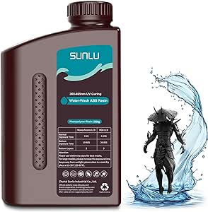 SUNLU 2000g Water-Wash ABS Resin, Combines features of ABSLIKE Resin & Water Washable Resin, Non Brittle, High Precision, Low Shrinkage, Fast Curing 3D Resin for LCD DLP SLA 3D Printers, 2KG Black