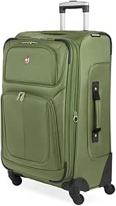 SwissGear Sion Softside Expandable Luggage, Evergreen, Checked-Medium 25-Inch