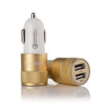 Qualcomm CertifiedrunshionTM Quick ChargeTM 20 Powerall 18w USB Car Charger Adapter for Samsung Galaxy S6s6 Edge and More24a for Android2a for Apple-Gold