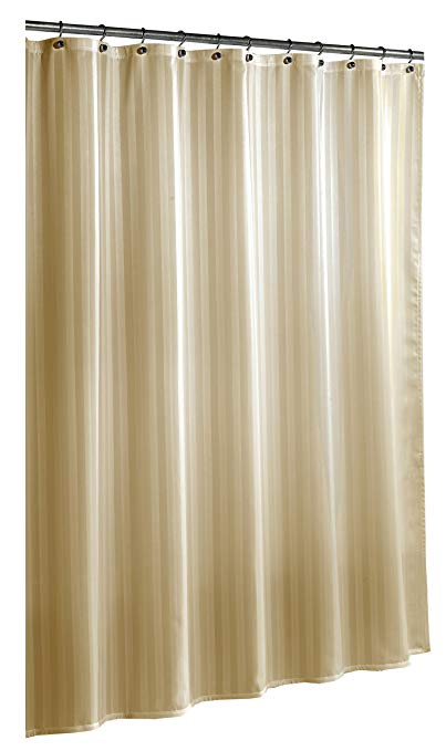 Ex-Cell Home Fashions By Appointment Woven Stripe Damask Fabric Shower Curtain Liner, Linen