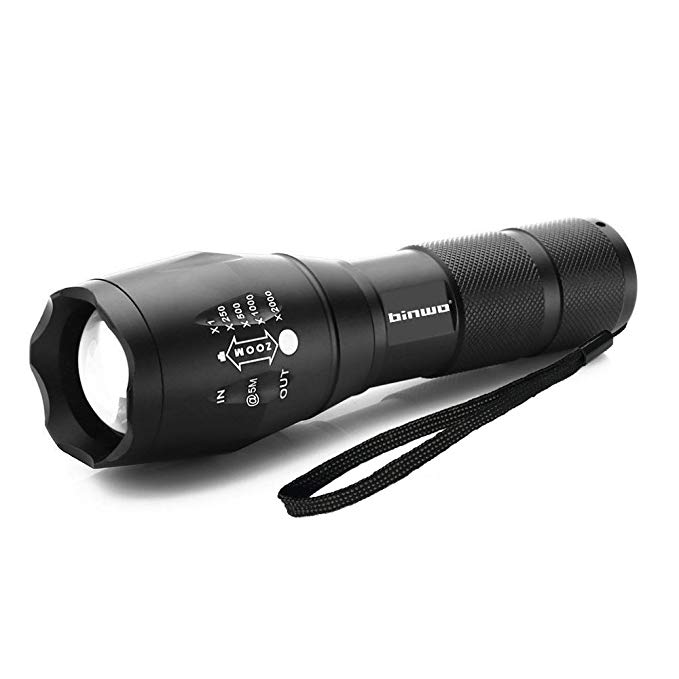 Binwo LED Flashlight - Super Bright Cree T6 2000 Lumen Flashlight, 5 Modes, Zoom Lens with Adjustable Focus Torch Light - Water Resistant Flashlight LED for Camping, Outdoor