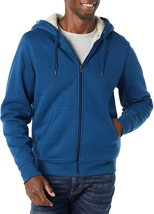 Amazon Essentials Men's Sherpa Lined Full-Zip Hooded Fleece Sweatshirt