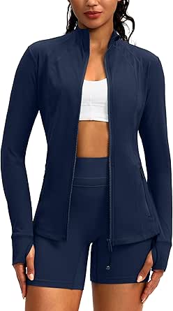 G Gradual Women's Zip Up Workout Jackets with Pockets Slim Fit Cottony Soft Jacket for Running Athletic Yoga