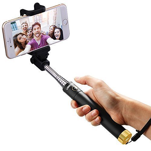 Bluetooth Selfie Stick,Ubegood Foldable Extendable Self-portrait Monopod with Adjustable Phone Holder for iPhone SE/iPhone 6/6s/6 Plus/6s Plus,Samsung s7 edge/S7/S6/S5 (Gold)