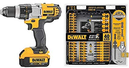 DEWALT 20V MAX XR Brushless Drill/Driver 3-Speed, Premium 4.0Ah Kit (DCD980M2) with DEWALT DWA2T40IR IMPACT READY FlexTorq Screw Driving Set, 40-Piece