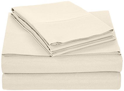 AmazonBasics Microfiber Sheet Set - Queen, Beige, 4-Pack