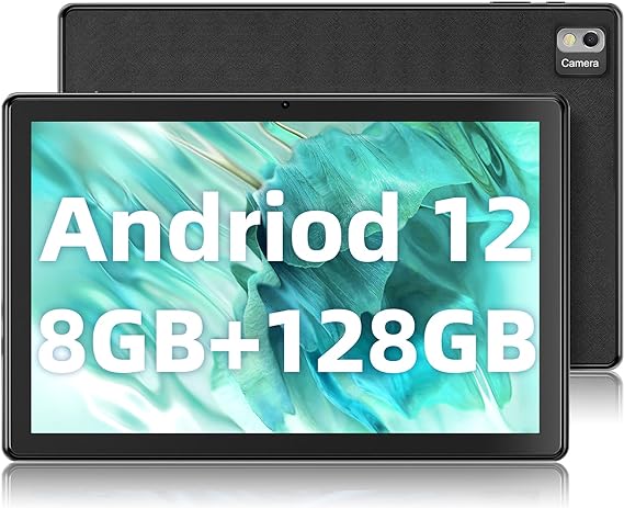 SGIN 10 Inch Tablet, 8GB RAM 128GB ROM Android 12 Tablets Computer with MTK Octa-Core 2.0Ghz Processor, 1982 * 1200 HD IPS Srceen, 5MP 8MP Dual Camera, WiFi, Bluetooth, 6000mAh, Black