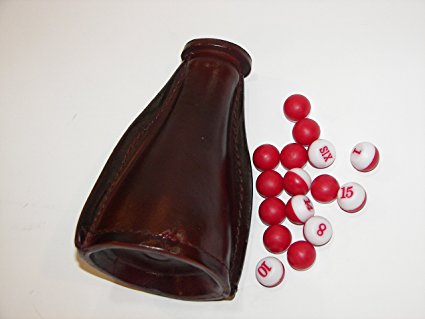Leather Pea Shaker and Peas for a Pool Table