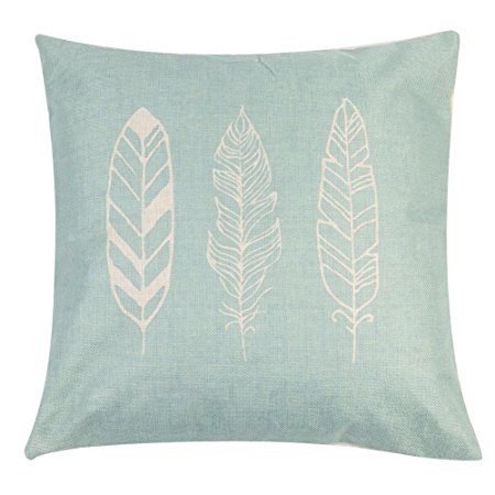 Rong Feather Cotton Linen Square Throw Pillow Case Decorative Cushion Cover Pillowcase for Home Decor
