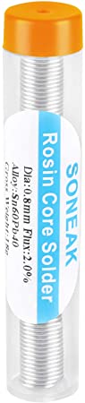 SONEAK 60/40 Rosin Core Solder, Pocket Tube Solder Wire Tin Lead Electrical Soldering Tools for DIY 0.8mm (1 Pack)