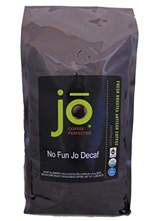 NO FUN JO DECAF: 2 lb, Organic Decaf Coffee, Swiss Water Process, Fair Trade Certified, Medium Dark Roast, Whole Bean Arabica Coffee, USDA Certified Organic, Chemical Free, Brewed or Decaf Espresso