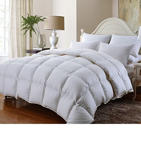 Egyptian Bedding 1200 Thread Count King 1200TC Siberian Goose Down Comforter 750FP, White 1200 TC