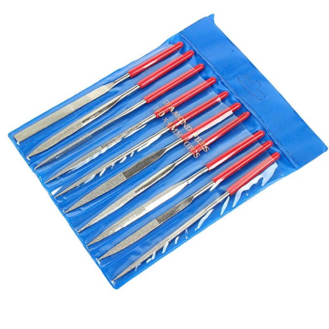 10 PCS Diamond Needle File Set for Guitar Frets Soft Metal Wood and Plastic (140MM, Silver)
