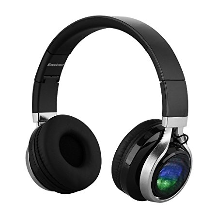 EXCELVAN Folding 3.0 Wireless Bluetooth LED Stereo Headphones Adjustable Headsets,FM Radio/TF Cared, Soft Earpads Earphones Earpieces for iPhone,Android Smartphones,Pc,Laptop,Mp3/mp4,Tablet (BLACK)