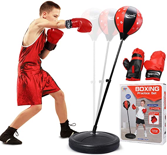 TOY Life Punching Bag with Boxing Gloves, Boxing Bag for Kids, Boxing Toy with Adjustable Stand, Gifts for 5 - 14 Year Old Boys and Girls