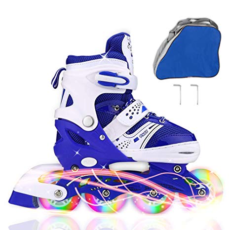 JIFAR Adjustable Inline Skates for Kids, Roller Skates with All Wheels Light Up Illuminating Rollerblades for Girls and Boy, Ladies,30-Day Guarantee!