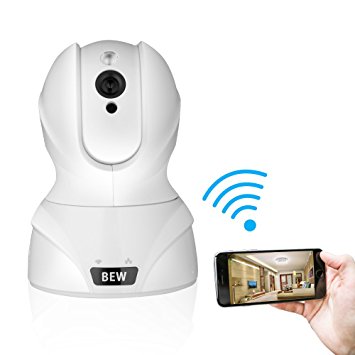 BEW 1080P Wireless Security IP Camera with 2-Way Audio for Baby / Nanny / Pet Monitoring and Home Security (1080P, White)