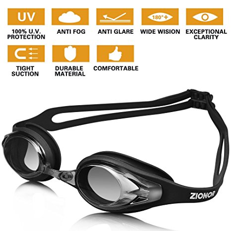 ZIONOR G4 Swim Goggles Watertight REVO/Clear Lens Changeable Nose Piece