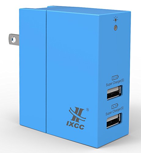 iXCC Dual USB 4.2A 20W Smart AC High Speed Travel Wall Charger for Smartphones and Tablets - Blue