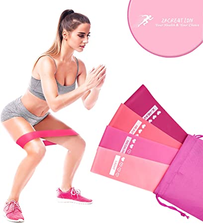 ZKCREATION Resistance Bands Skin Friendly 4 Strength Exercise Levels Loop Exercise Bands for Pilates, Training, Physio Therapy, Stretching, Home Gym.