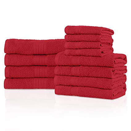 Superior 12-Piece Bathroom Towel Set Cranberry