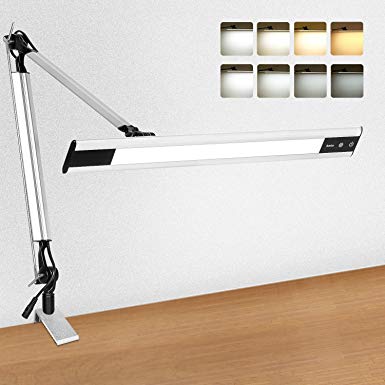 Amico LED Desk Lamp Architect Task Lamp with Clamp Metal Swing Arm Clamp Lamp Adjustable Eye Care Touch Control Dimmable 4 Lighting Modes Memory Function for Drafting Office Craft Studio Workbench