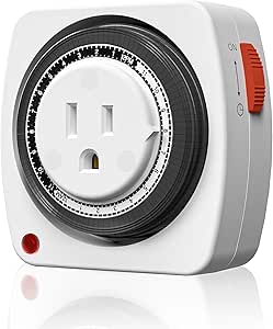 BN-LINK 24-Hour Plug-in Mechanical Timer, Mini Outlet Timer Indoor with 15-Minute Intervals, 3-Prong Plug for Aquariums, Grow Lights, Hydroponics, Indoor Lighting, Home Appliances, ETL Listed, 1-Pack