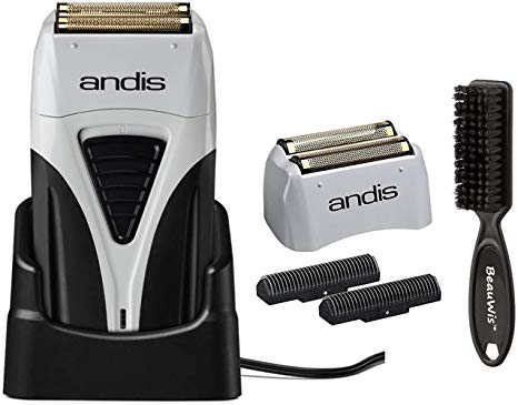 Andis ProFoil Lithium Plus Titanium Foil Shaver with Bonus Replacement Foil Assembly and Inner Cutters and a BeauWis Blade Brush